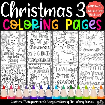 Preview of Kindness Themed Christmas Coloring Pages For The Holidays / Christmas Set 3