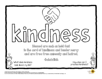 Kindness Virtue Word Baha'i Quote Coloring Page by Little One Resources