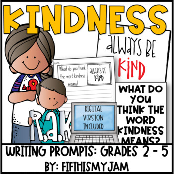 Preview of Kindness Writing Prompts | Digital Included