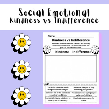 Preview of Kindness vs Indifference : Interactive Journal SEL Worksheet