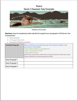 Preview of Kindred Body Paragraphs Graphic Organizer w/ Exemplar (Distance Learning)