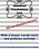 Kindred Novel Vocabulary List