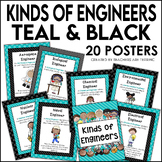 Kinds of Engineers Posters in Teal and Black