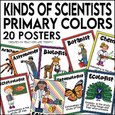 Kinds of Scientists Posters in Primary Colors
