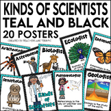Kinds of Scientists Posters in Teal and Black