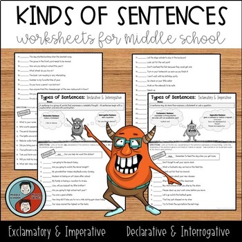 Preview of Kinds of Sentences - Declarative, Interrogative, Exclamatory, & Imperative