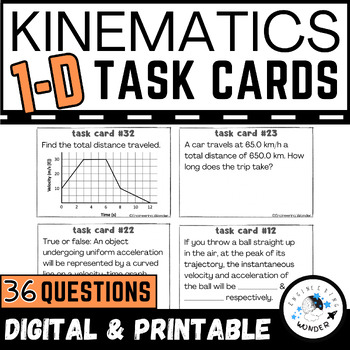 Preview of Kinematics 1-D Motion Task Cards