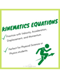 Kinematics Science Equations Worksheet