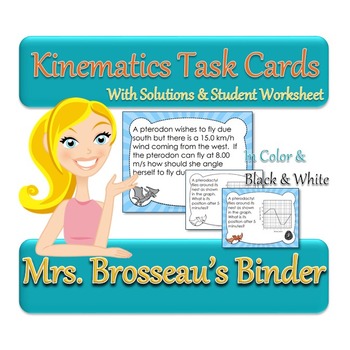 Preview of Kinematics Task Cards - 30 Dinosaur Themed Cards to Teach Physics