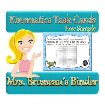 Preview of Kinematics Task Cards - FREE Sample of 8 Dinosaur Themed Cards to Teach Physics