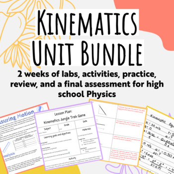 Preview of Kinematics Unit Bundle - full unit plan and activities on 1D kinematics