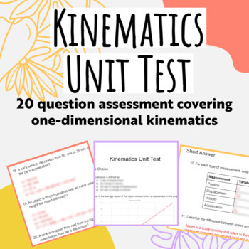 Preview of Kinematics Unit Test - one-dimensional motion test for Physics