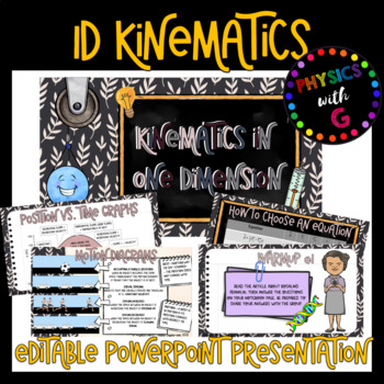 Preview of Kinematics in One Dimension Editable Powerpoint Presentation and Unit Plan