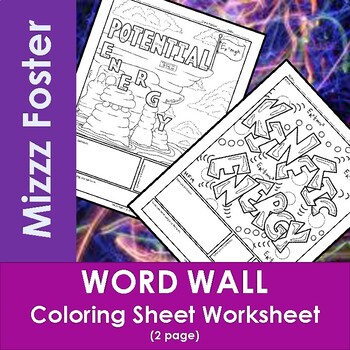 Preview of Kinetic Energy / Potential Energy Word Wall Coloring Sheets (2 pgs)