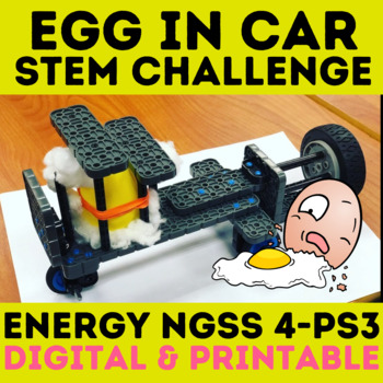 Preview of Kinetic Energy Stem Challenge with Reading Passage Egg in Car Collision Project