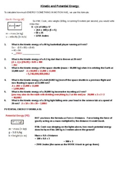 Answered: POTENTIAL & KINETIC ENERGIES WORKSHEET…