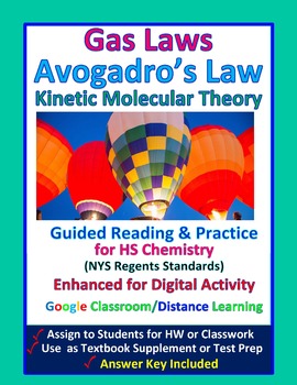 Preview of Gas Laws, Kinetic Molecular Theory Guided Reading & Practice - Distance Learning