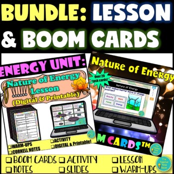 Preview of Kinetic Potential Energy Lesson & Boom Cards Bundle | Physical Science Interact