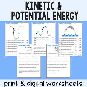 Preview of Kinetic & Potential Energy Practice Worksheets
