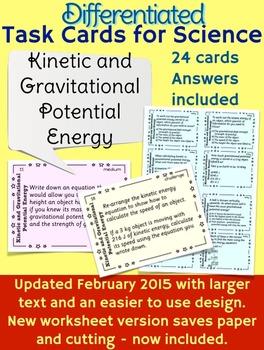 Preview of Kinetic and Gravitational Potential Energy Task Cards