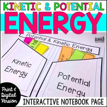 Preview of Kinetic and Potential Energy Interactive Notebook Page (Print & Digital)