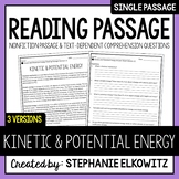 Kinetic and Potential Energy Reading Passage | Printable &