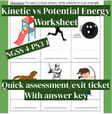 Kinetic vs Potential Energy Worksheet
