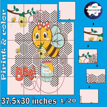 Preview of King Bee Collaborative Coloring Poster Activities, Bee Day Bulletin Board Craft