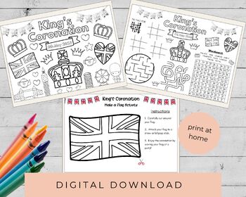 Preview of King Charles Coronation Colouring Activity Bundle