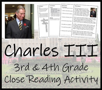 Preview of King Charles III Close Reading Comprehension Activity | 3rd Grade & 4th Grade