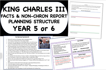 Preview of King Charles III Fact Sheet & Non-Chronological Report Writing Structure