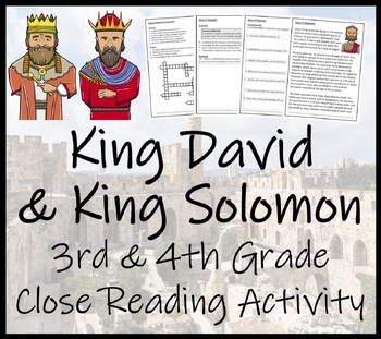 Preview of King David & King Solomon Close Reading Activity | 3rd Grade & 4th Grade