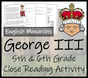 Preview of King George III Close Reading Comprehension Activity | 5th Grade & 6th Grade