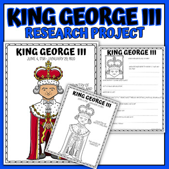 Preview of King George III Research Project, Coloring Page and Poster, Biography Report