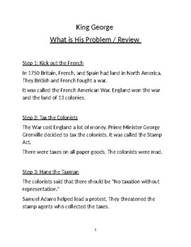 Preview of King George What Was His Problem  - Adapted Book chapter summaries questions