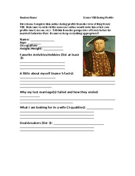 Preview of King Henry VIII Dating Profile