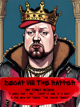 Preview of King Henry VIII Funny Poster Rap Star Classroom Decor Tudor History