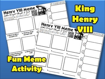 Preview of King Henry Viii Meme Activity