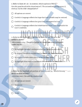 King Lear Close Reading Worksheets Bundle with Answer Keys