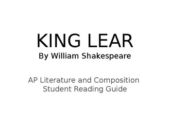 Preview of King Lear Reading Guide (Aligned to AP Lit CED Long Fiction II Unit)
