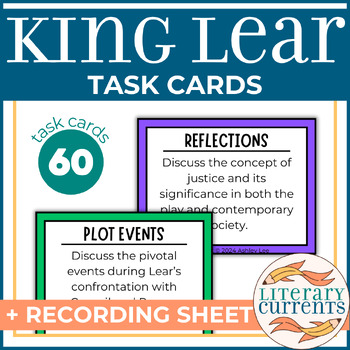 Preview of King Lear | Shakespeare | Analysis Task Cards and Response Sheet | AP Lit HS ELA