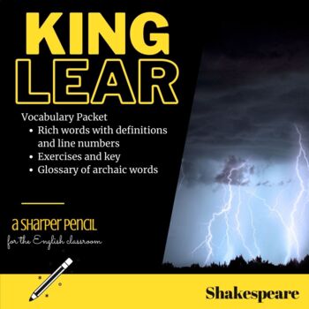 Preview of King Lear Vocabulary Packet: Definitions, Exercises, Key (Folger Ed.)