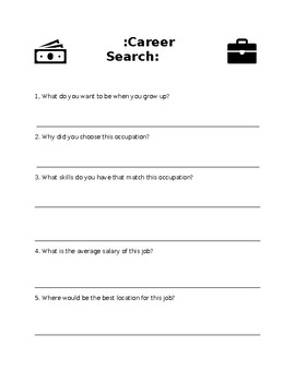 Preview of Career Research Worksheet for 2nd-3rd Grade