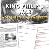 King Philip's War Colonial America Reading Worksheets and 