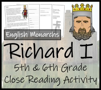 Preview of King Richard I Close Reading Comprehension Activity | 5th Grade & 6th Grade