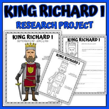 Preview of King Richard I Research Project, Coloring Page and Poster, Biography Report