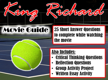 Preview of King Richard Movie Guide (2021) - Movie Questions with Extra Activities