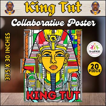 Preview of King Tut Collaborative Coloring Poster Ancient Egyptian Pharaoh History & Mummy