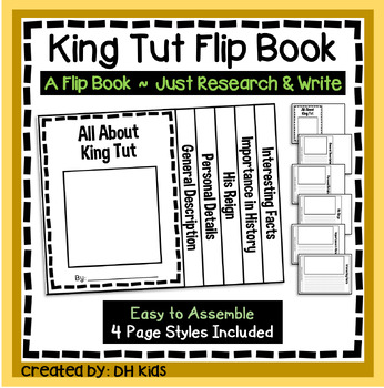Preview of King Tut Report, History Flip Book Research Project, Egyptian Pharaoh
