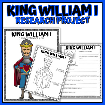 Preview of King William I Research Project, Coloring Page and Poster, Biography Report